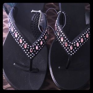 Black small wedge sandal 7/8